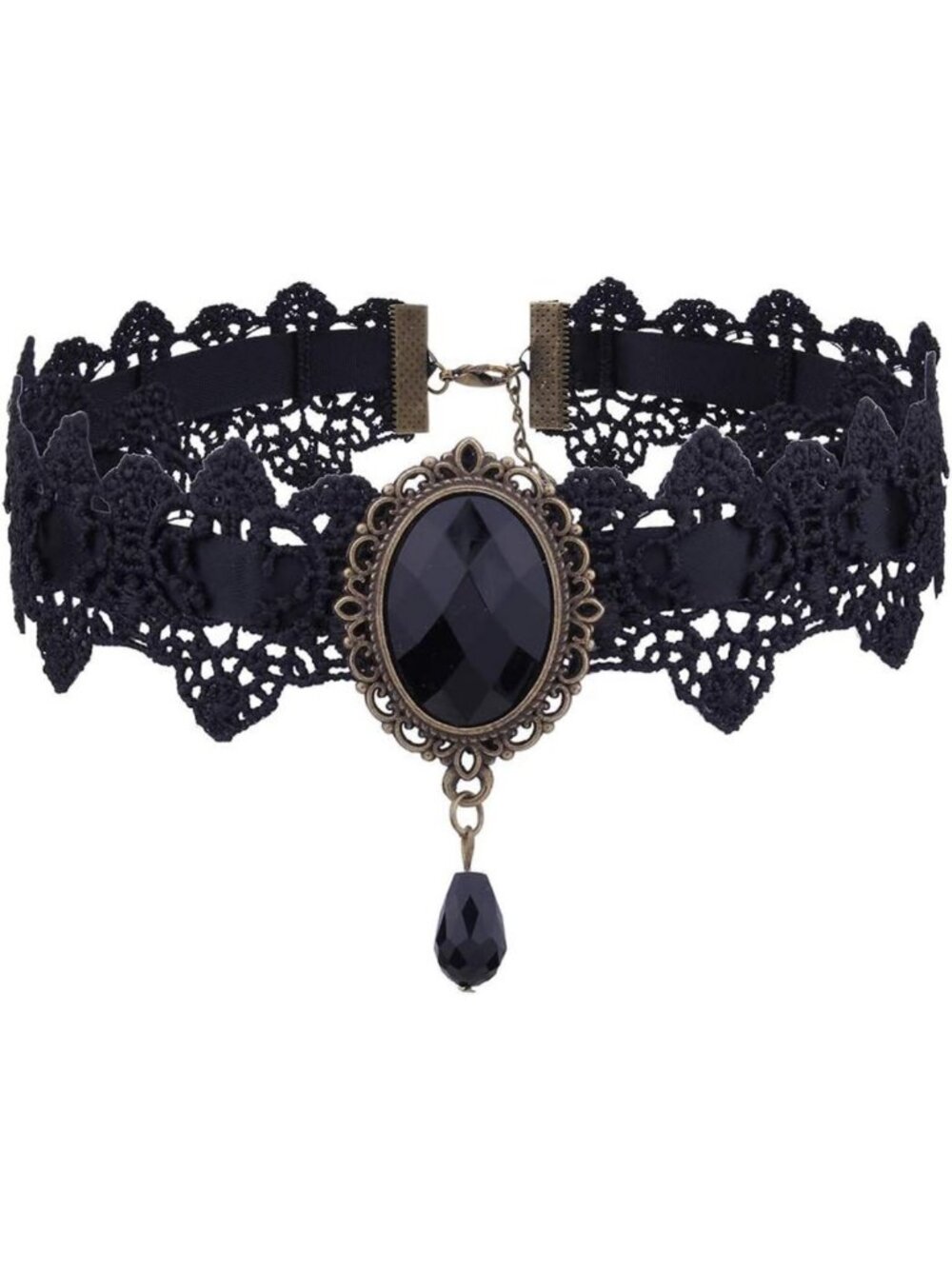 Black Lace Gothic Choker Necklace for Women - Halloween, Wedding, Costume Party